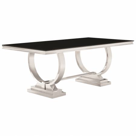 Antoine Stainless Steel Dining Table with Glass Top